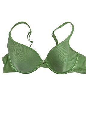 Vassarette Vibrant Green Lightly Lined Underwire Demi Bra Size 38B Indie Sleaze